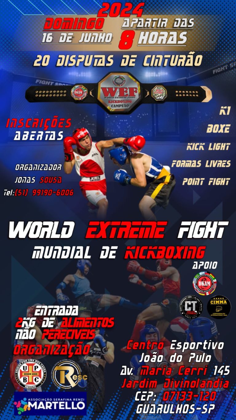 Guarulhos recebe pela primeira vez o WEF – World Extreme Fight Mundial de Kick Boxing
