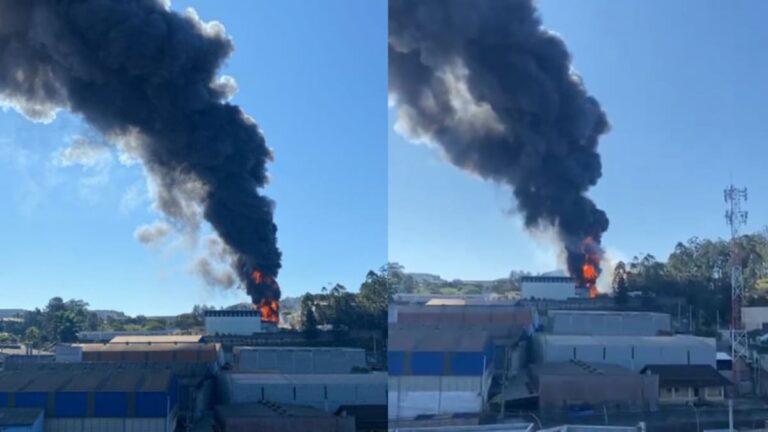 Incêndio de Grande Porte Atinge Indústria em Guarulhos
