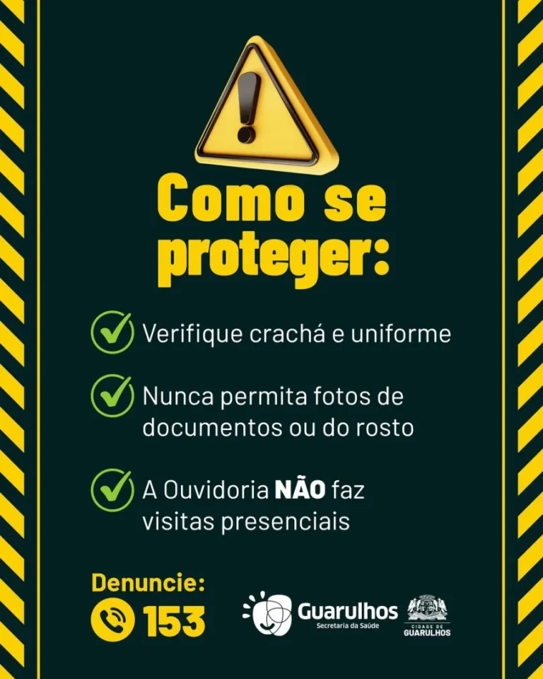 Prefeitura de Guarulhos alerta população sobre golpistas se passando por servidores da saúde