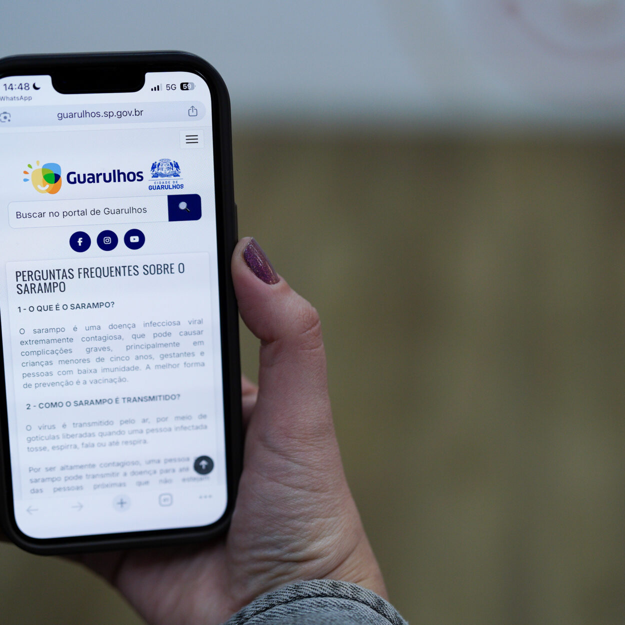 Prefeitura reúne em página da web respostas às principais dúvidas sobre o sarampo e a vacinação