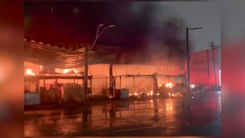 Incêndio destrói 320 boxes de frutas no Ceagesp
